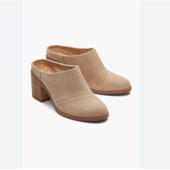 Toms Shoes - Tom's Evelyn Leather Clogs Mule Boho Retro Western Square Heel Shoe Size 9.5